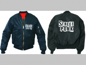 Street Punk - čierna hrubá letecká bunda BOMBER typu MA-1 z pevného materiálu s masívnym zipsom na zapínanie 100%nylón, čiastočne vodeodolná